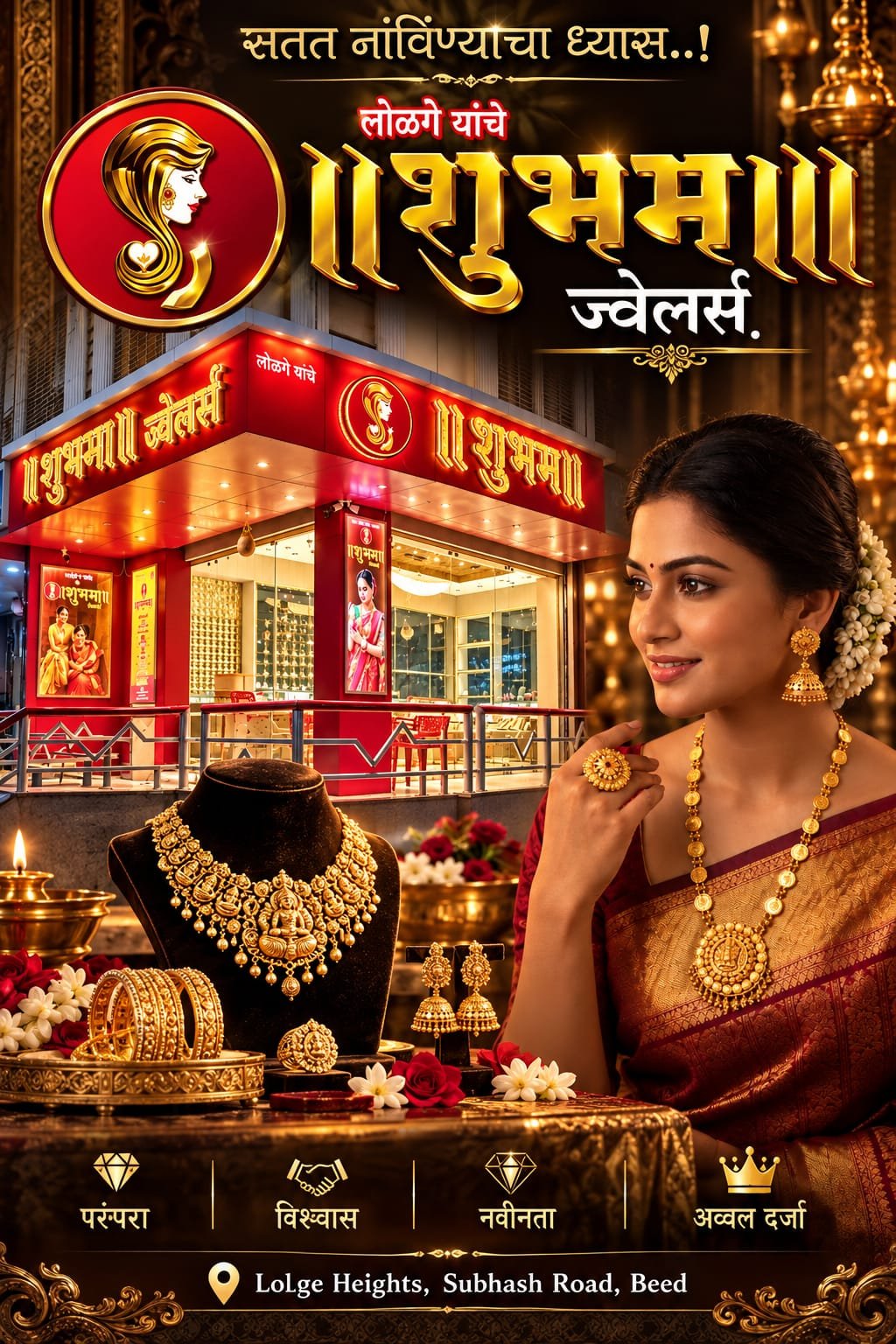 Gold jewellery at Shubham Jewellers Beed